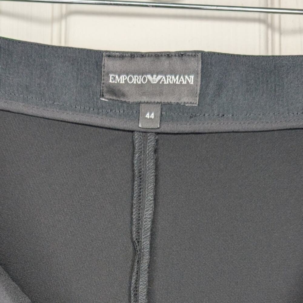 Emporio Armani Trousers Side Embellished Straight-Leg Black Pants - Picture 5 of 8